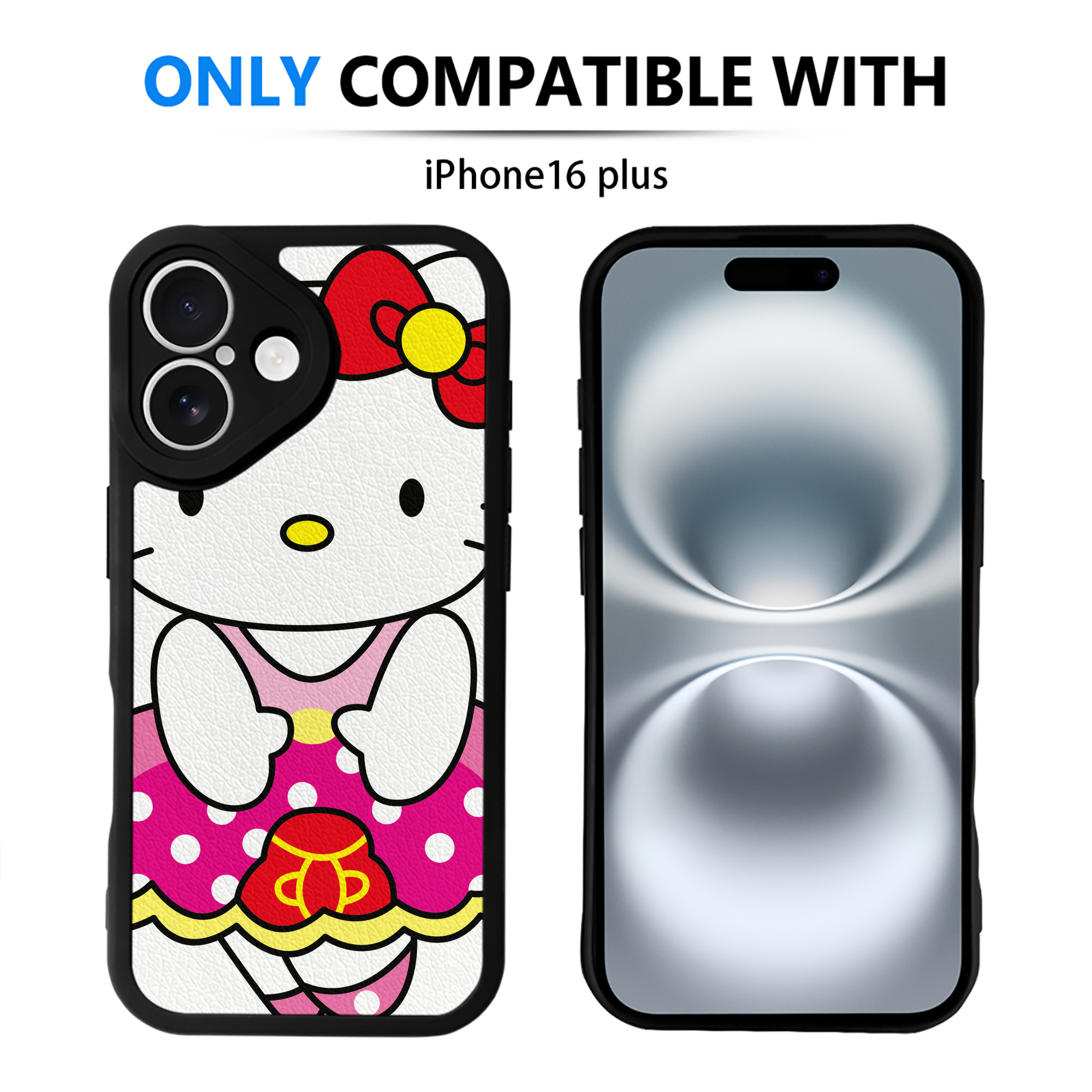 （画像用） Hello Kitty ハローキティ 【iPhone 16シリーズ対応】シリコンスマホケース（レザー調） 材質：シリコン